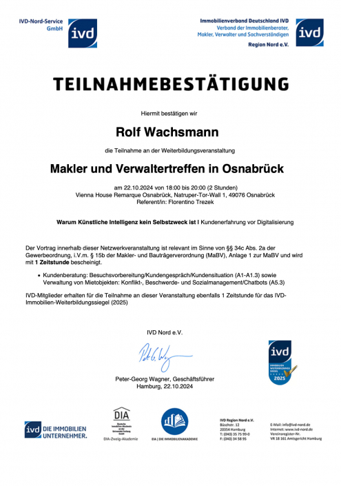 Teilnahmebestätigung Makler und Verwaltertreffen 24