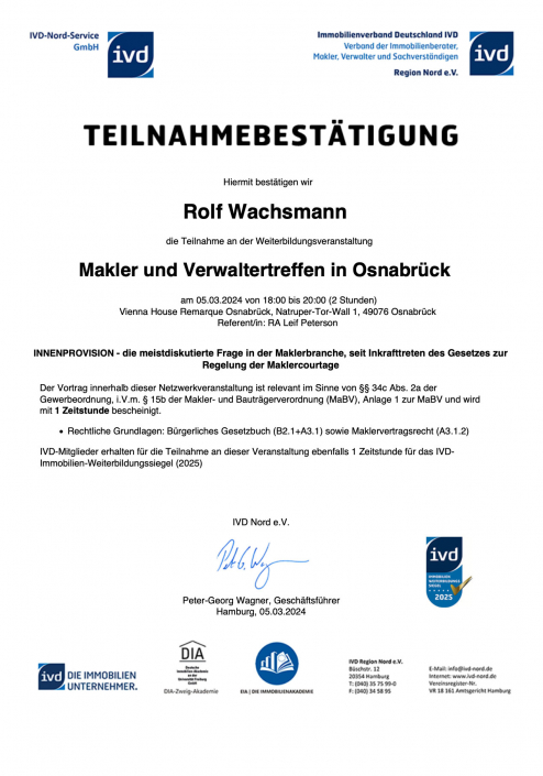 Teilnahmebestätigung Makler und Verwaltertreffen März 24